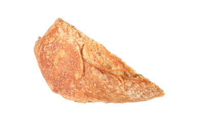 Piece of fresh baguette isolated on white