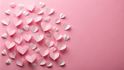 Obraz premium Pink and White Paper Hearts on a Pink Background
