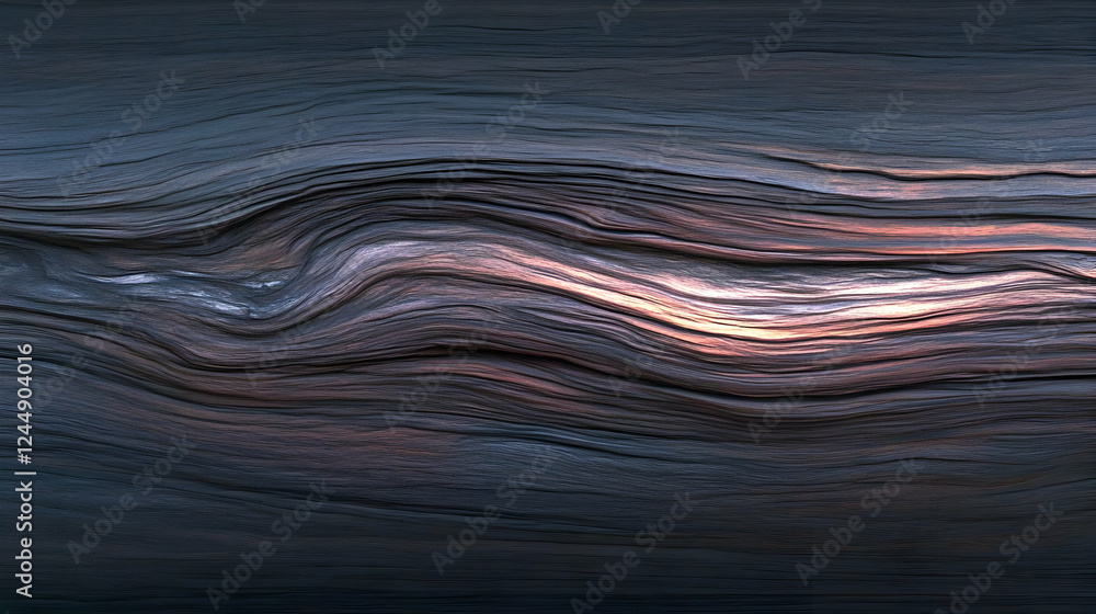 Poster abstract background forms dark wavy lines with hints of pink and orange in the center