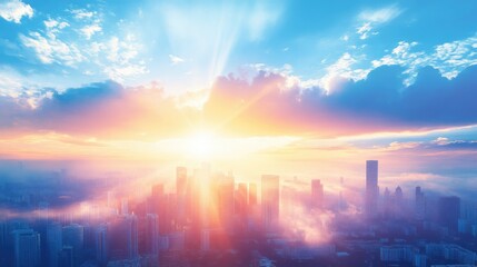 Singapore financial skyline cityscape district at the Marina bay with dramatic blue sky.