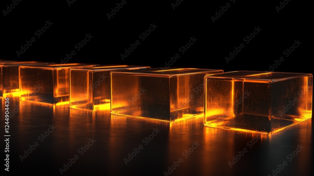 Aufkleber transparent d bar graph with glowing edges, set against a dark background for a modern, tech-inspire