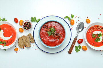 Tomato soup, concept of healthy food, healthy nutrition