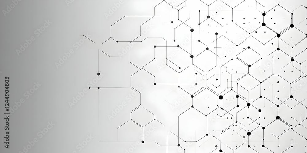 Poster abstract background shows interconnected hexagons and dots in a modern design.