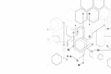 Abstract Technology Background Connects Hexagons and Circles Seamlessly with Modern Design Elements.