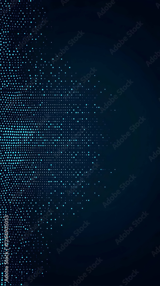 Poster abstract blue dots background creates stunning visual effect with subtle glow on dark canvas