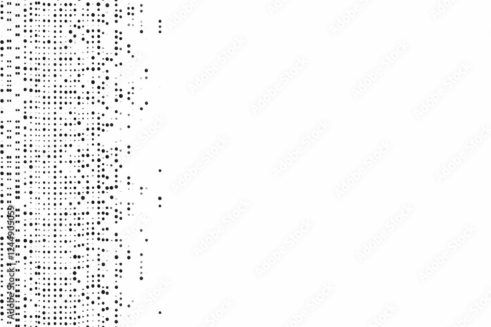 Poster abstract background with black and gray dots fading into white space creates modern and minimalist d
