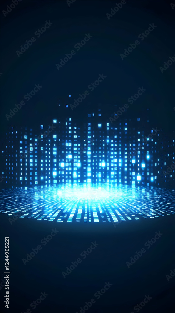 Aufkleber abstract blue digital data stream flows seamlessly across a dark background with futuristic technolo