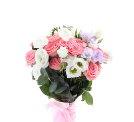 Wedding bouquet of beautiful flowers isolated on white