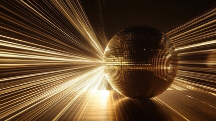 Dazzling Disco Ball with Golden Light Streaks for Festive Celebrations