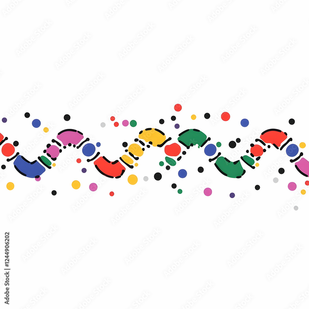 Poster colorful wavy pattern with scattered dots creates a playful and dynamic design