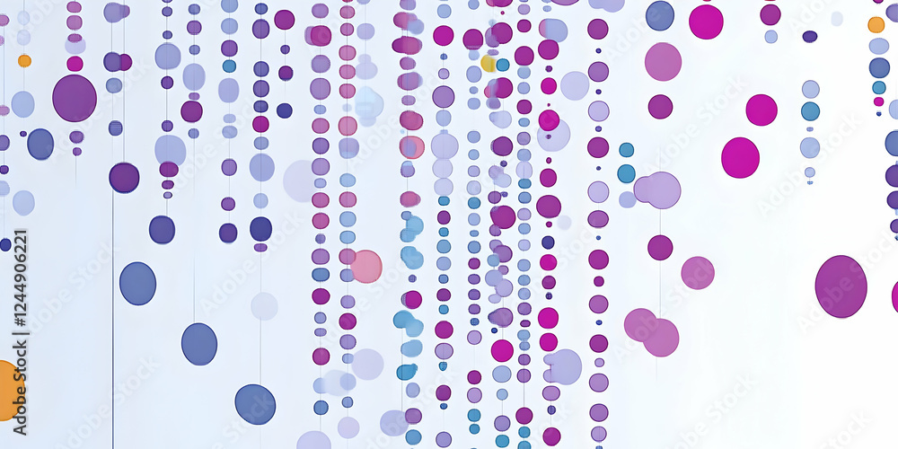 Poster Colorful Circles Cascading Down a White Background Creating a Visually Appealing Abstract Pattern.