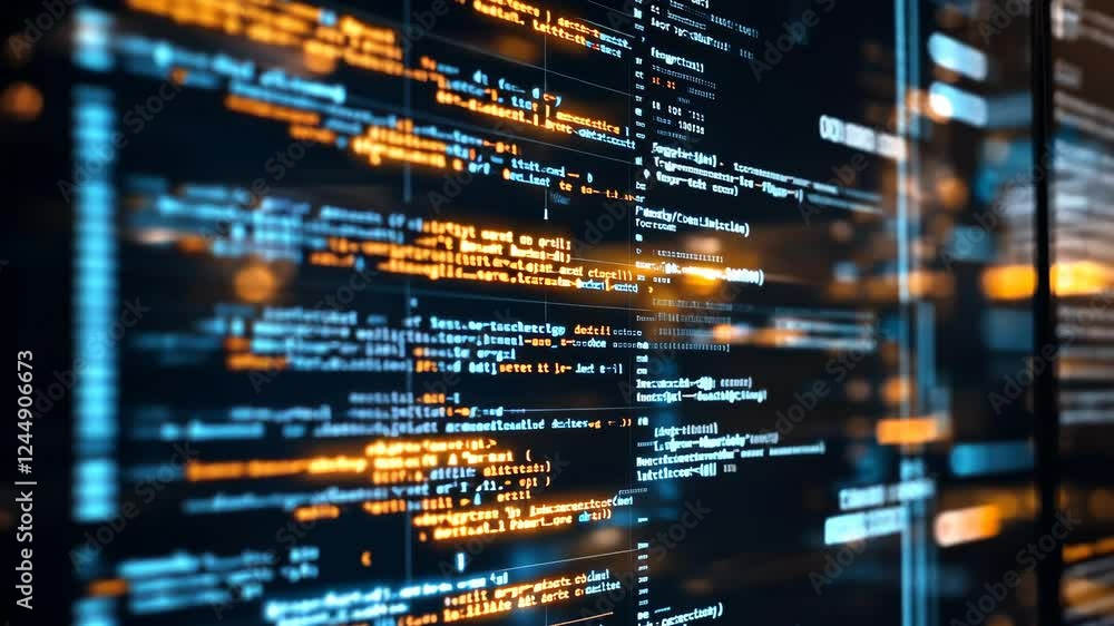 Poster dynamic code streams in futuristic digital environment