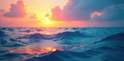 Obraz premium Light and color blend in an abstract oceanic scene, sea, merge