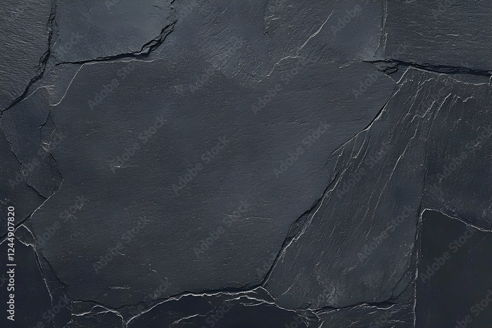Poster dark slate stone texture background displays rough and uneven surface with natural cracks and fissur