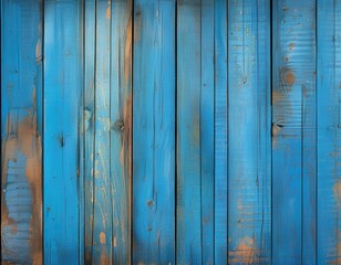 Rustic Blue Wooden Planks, Weathered Texture, Background, Paint, Fence