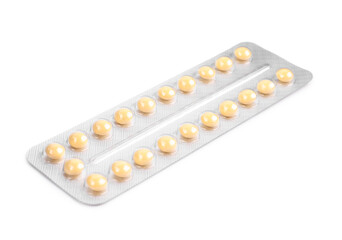 Blister of contraceptive pills isolated on white