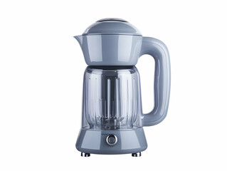 Modern Gray Electric Blender with Clear Jar Stands on White Background Ready to Blend Smoothies