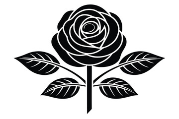 Simple rose silhouette vector illustration design on white background.