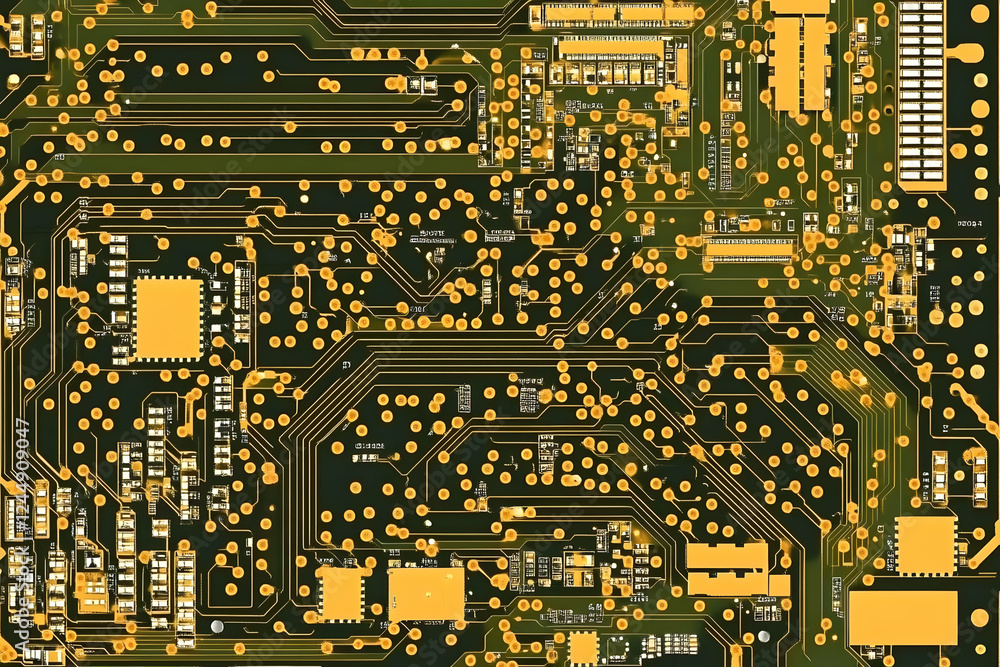 Aufkleber intricate circuit board pattern shows electronic components and pathways in detail