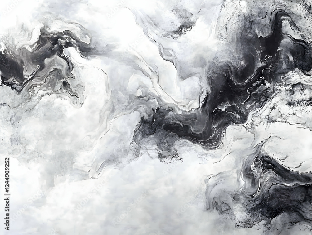 Poster abstract black and white marble texture background with dynamic swirls and elegant monochrome