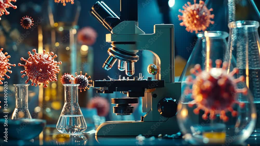 Poster microscopic exploration of viral structures in laboratory setting