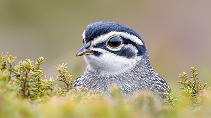 Bird in Heather, Close-up Portrait - obrazy, fototapety, plakaty