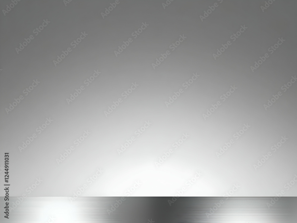 Poster shiny metallic floor with soft gray gradient background creates a modern and elegant setting
