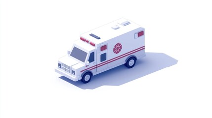 Isometric illustration of a white ambulance on a white background. (1)