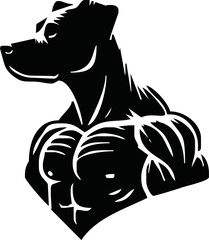 dog with strong body vector silhouette. Suitable for animals, pets logos and tee shirt design. Angry dog illustration silhouette isolated white background.