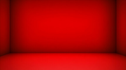 Obraz premium Empty Red Room with Smooth Walls and Floor Creates a Vibrant Backdrop