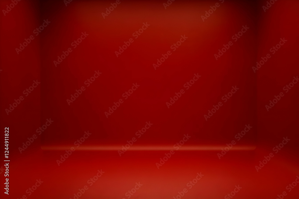Poster Empty Red Room Background with Gradient Wall and Floor Creates a Simple yet Dramatic Space