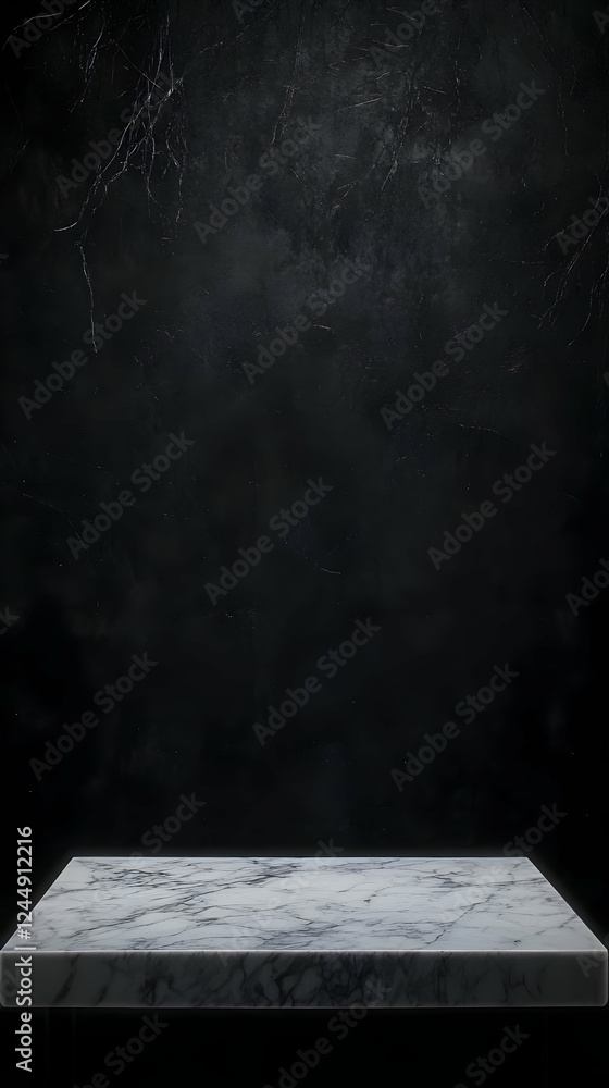 Poster empty marble table top on dark grunge background for product display