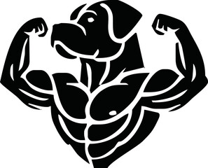 dog with strong body vector silhouette. Suitable for animals, pets logos and tee shirt design. Angry dog illustration silhouette isolated white background.