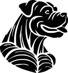 dog with strong body vector silhouette. Suitable for animals, pets logos and tee shirt design. Angry dog illustration silhouette isolated white background.