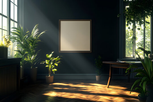 A Serene Indoor Setting with Natural Light and Lush Greenery