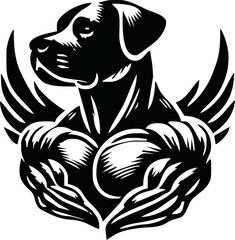 dog with strong body vector silhouette. Suitable for animals, pets logos and tee shirt design. Angry dog illustration silhouette isolated white background.