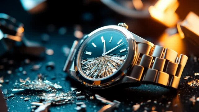 Watch Close Up Luxury Timepiece with Metallic Details and Intricate Shavings