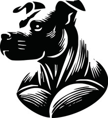 dog with strong body vector silhouette. Suitable for animals, pets logos and tee shirt design. Angry dog illustration silhouette isolated white background.