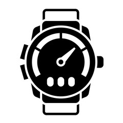 Smartwatch glyph icon. Speed indicator vector icon. 