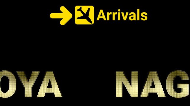 Animated Sign Board at NAGOYA Airport: Welcome to the Future of Arrival. Suitable for travel vlogs, promotional videos, or digital advertisements showcasing modern airport experiences