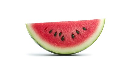 A Single Slice of Watermelon on White Background