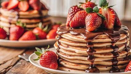 Delicious Chocolate Pancakes with Strawberries - Foodie Photography