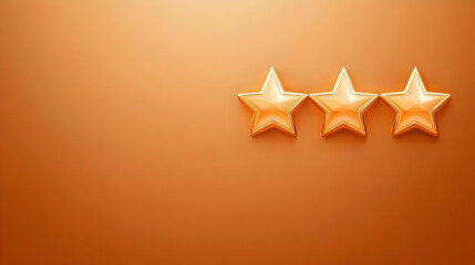 Three Golden Stars Shine Brightly on an Orange Background, Representing Excellence and Achievement