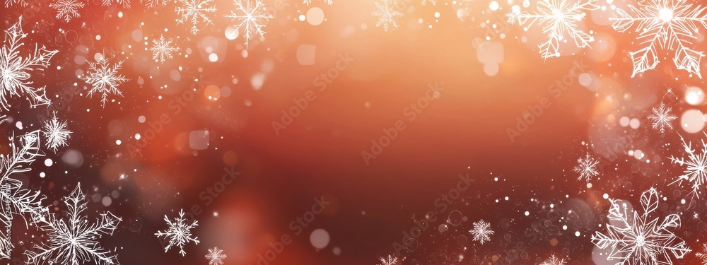 Poster frosted background with snowflakes and bokeh effect