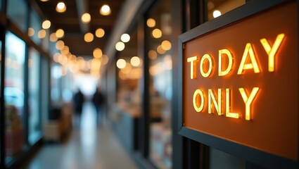 aesthetic sign with the word today only on a market background