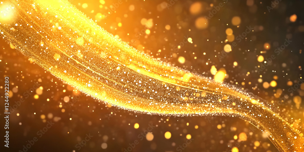 Aufkleber golden particles flowing abstract background with shining light effect.