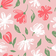 Spring flowers seamless vector pattern for wallpaper, background, textile, wrapping paper, covers and decoration