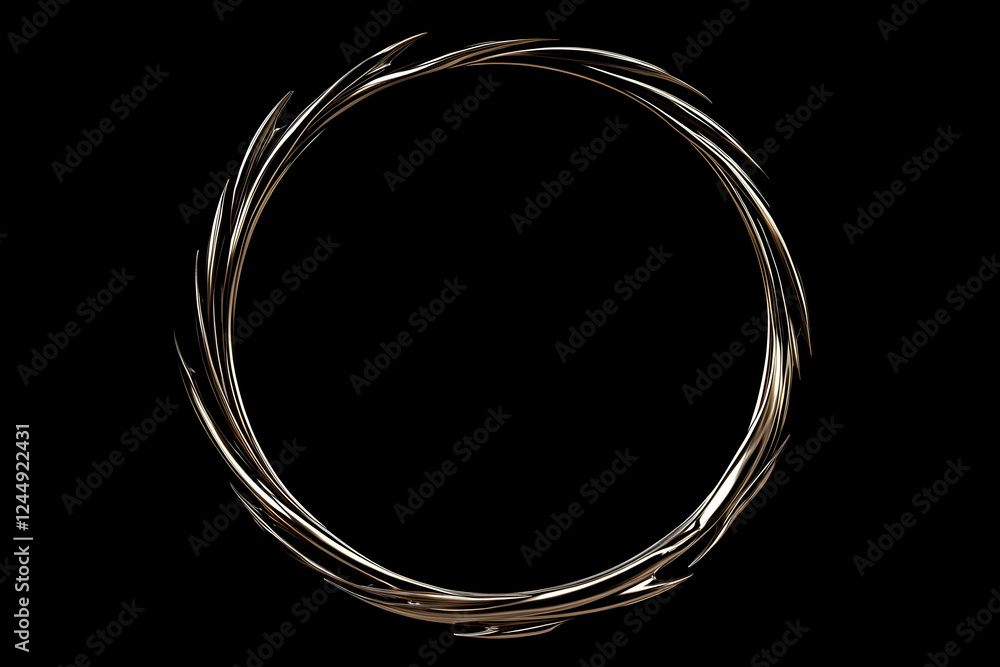 Poster metallic oval frame forms a stylish border on a dark background with dynamic lines and a sleek finis