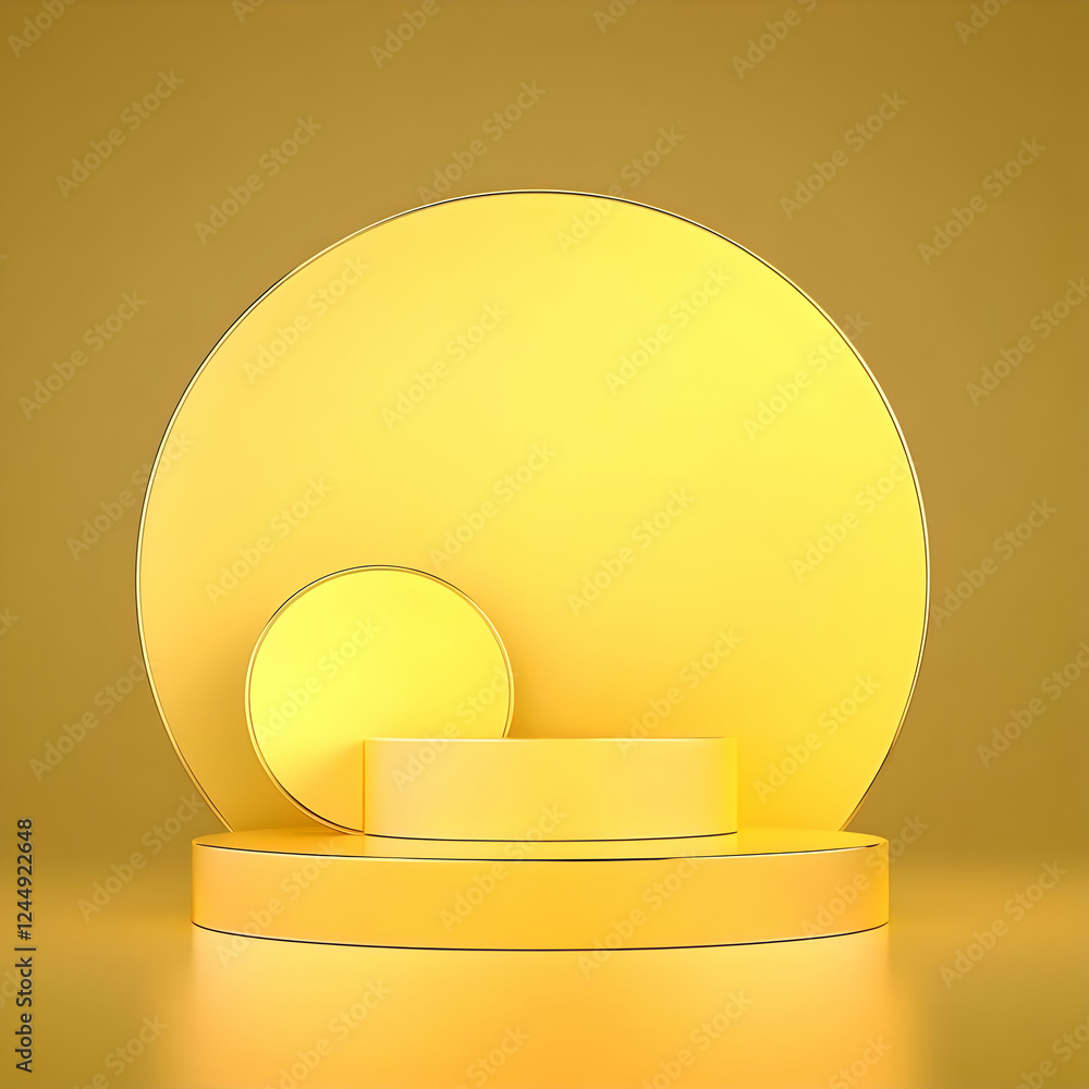 Poster golden podium and background create elegant display space for product showcase with a luxurious feel