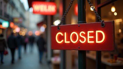 aesthetic sign with the word closed on a market background